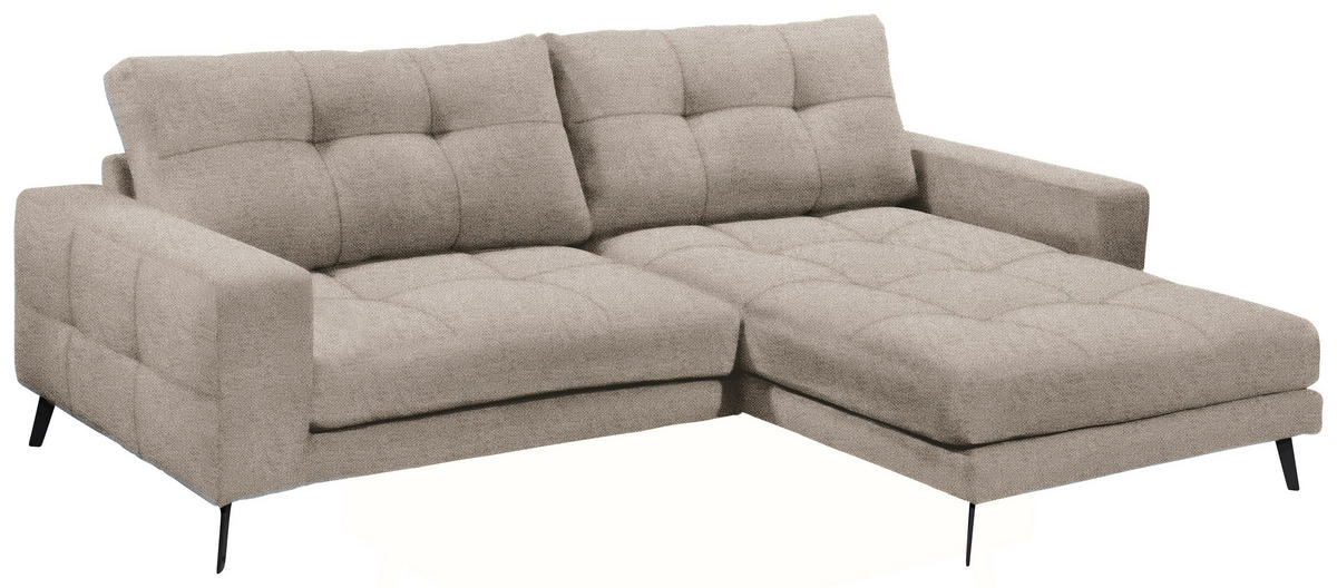 ECKSOFA ROCKPORT Greige Webstoff  - Greige/Schwarz, Basics, Textil/Metall (247/171cm) - Livetastic