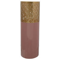 BODENVASE - Goldfarben/Rosa, Trend, Metall (20/60cm) - Kayoom