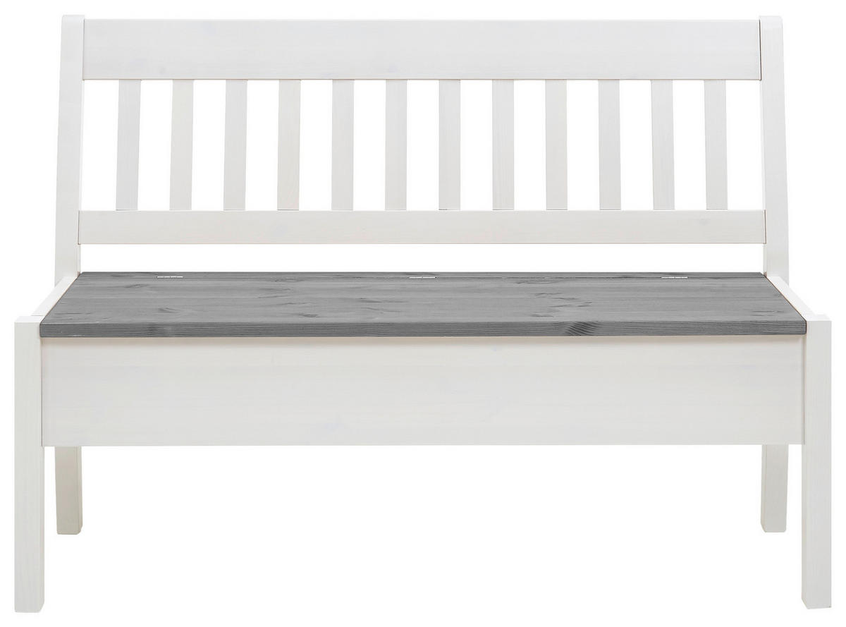 SITZBANK 130/93/58 cm Weiß, Grau Kiefer massiv  - Weiß/Grau, ROMANTIK / LANDHAUS, Holz (130/93/58cm) - Boxxx