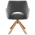 ARMLEHNSTUHL  Sitzfläche 360° drehbar, inklusive Armlehnen Cord  - Eichefarben/Dunkelgrau, Design, Holz/Textil (60/85/63cm) - Hom`in