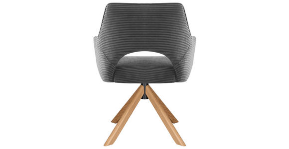 ARMLEHNSTUHL  Sitzfläche 360° drehbar, inklusive Armlehnen Cord  - Eichefarben/Dunkelgrau, Design, Holz/Textil (60/85/63cm) - Hom`in
