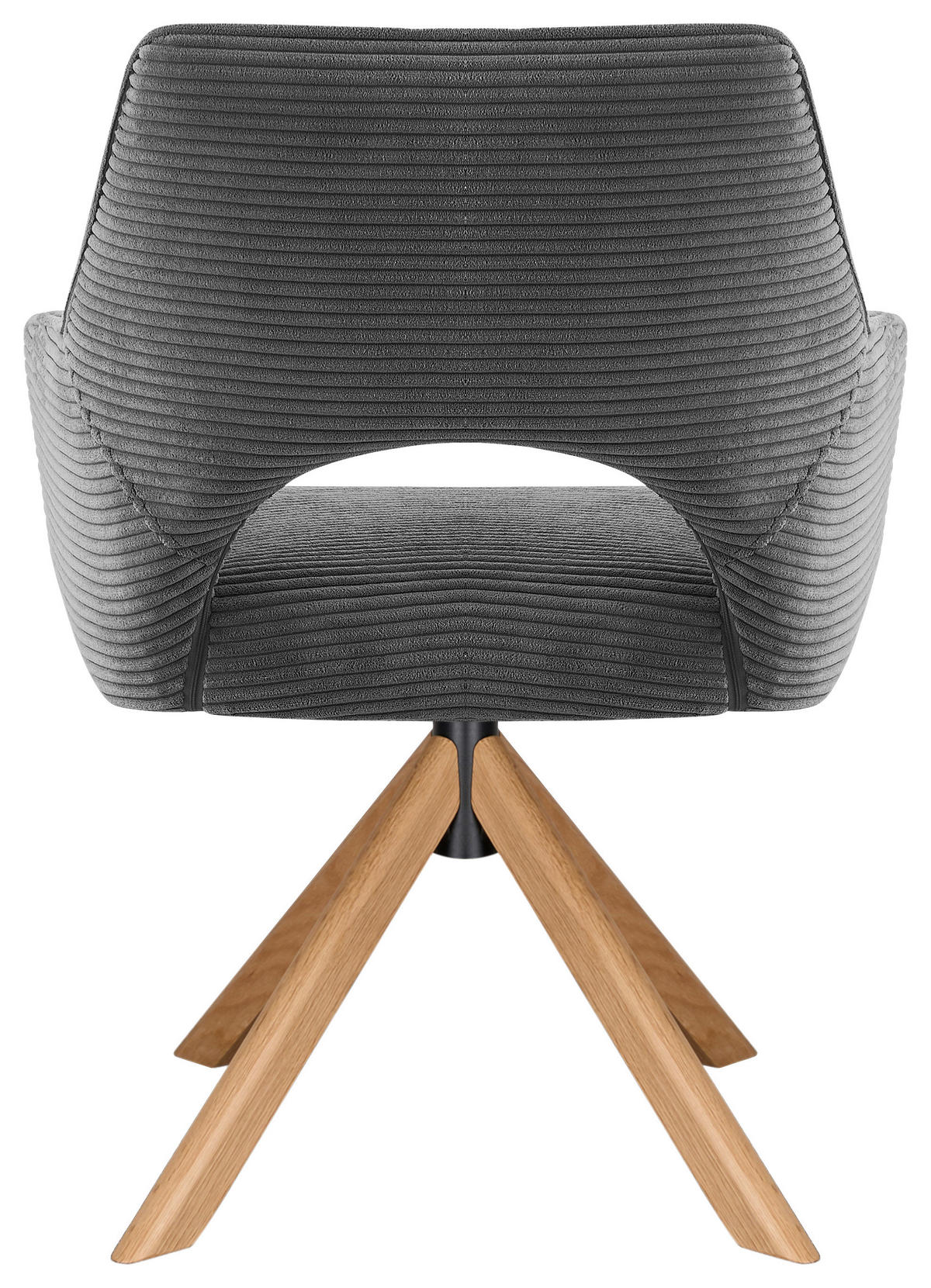 ARMLEHNSTUHL  Sitzfläche 360° drehbar, inklusive Armlehnen Cord  - Eichefarben/Dunkelgrau, Design, Holz/Textil (60/85/63cm) - Hom`in