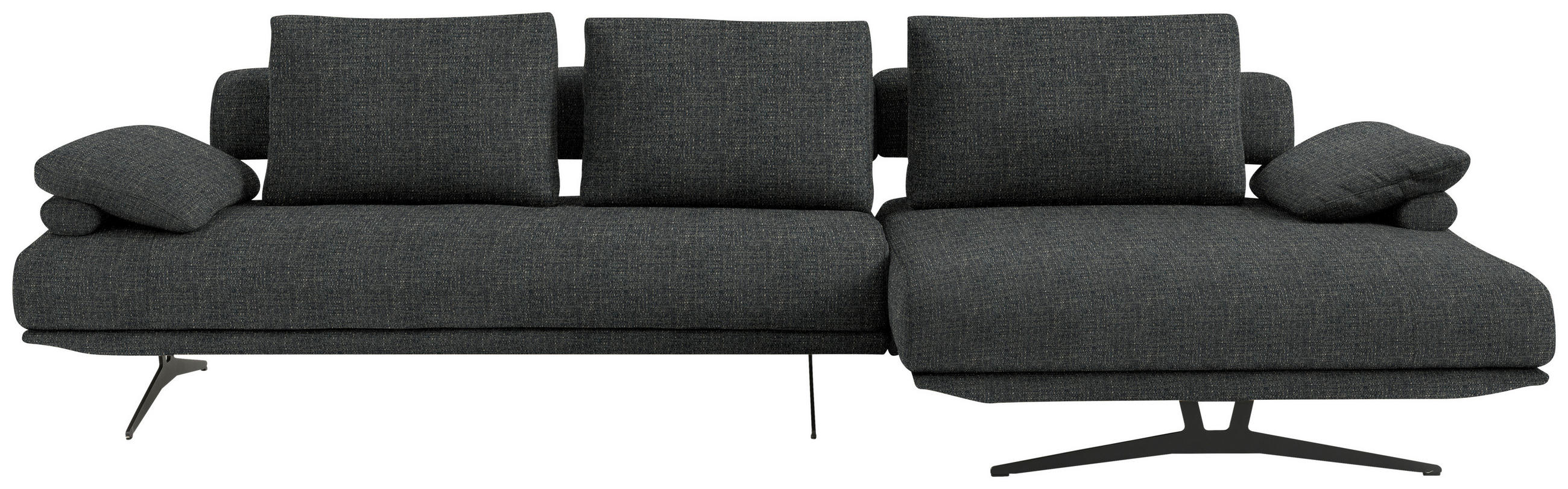 ECKSOFA in Chenille Anthrazit  - Anthrazit/Schwarz, Design, Textil/Metall (334/168cm) - Dieter Knoll