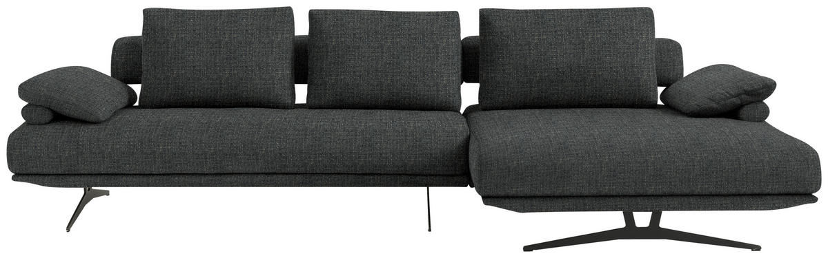 ECKSOFA in Chenille Anthrazit  - Anthrazit/Schwarz, Design, Textil/Metall (334/168cm) - Dieter Knoll