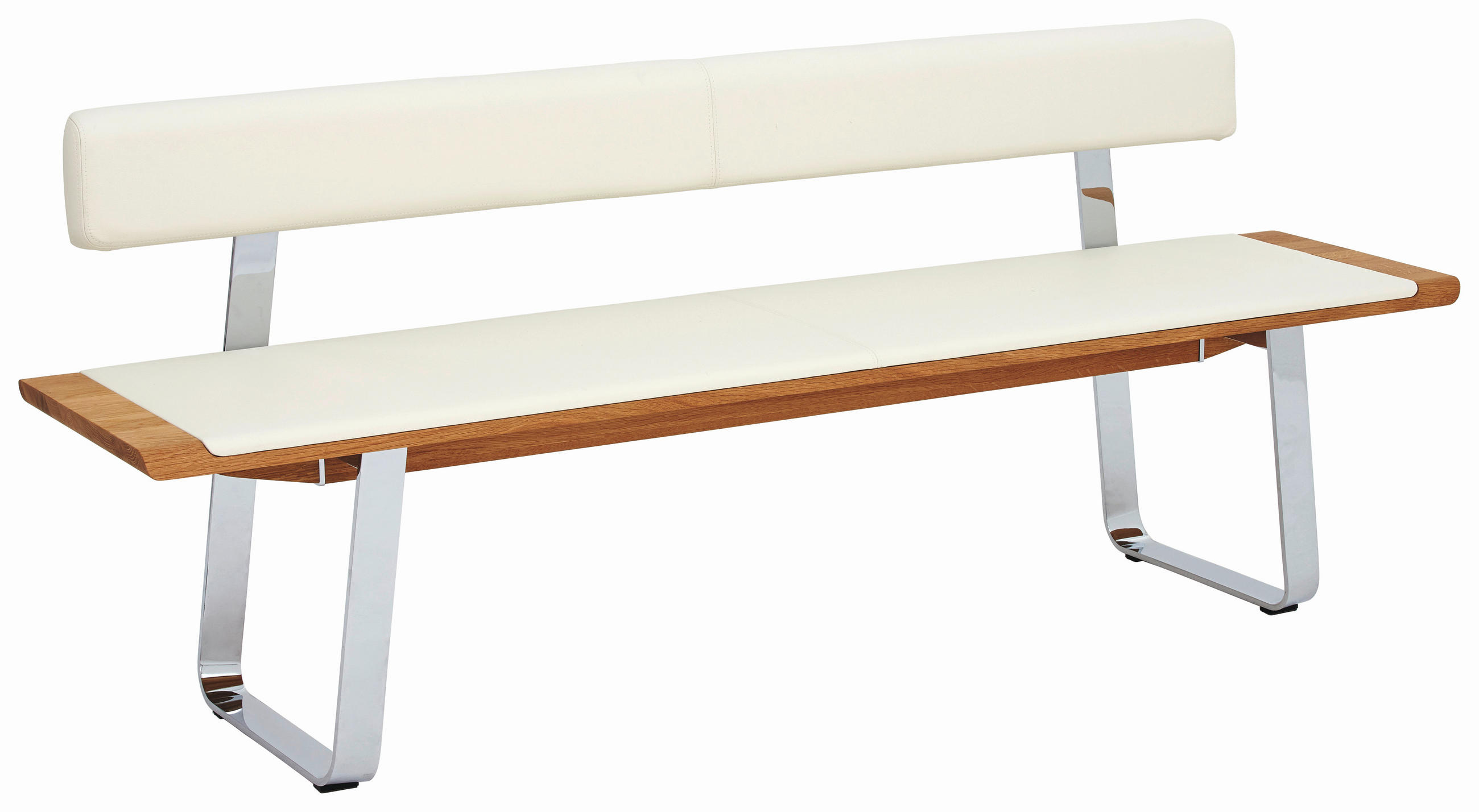 SITZBANK 200/80/52 cm  in Weiß, Eichefarben  - Eichefarben/Weiß, Design, Leder/Holz (200/80/52cm) - Team 7