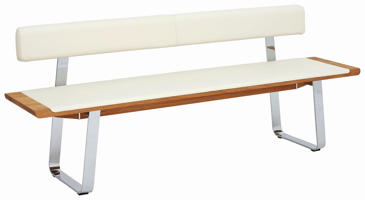 SITZBANK 200/80/52 cm  in Weiß, Eichefarben  - Eichefarben/Weiß, Design, Leder/Holz (200/80/52cm) - TEAM 7