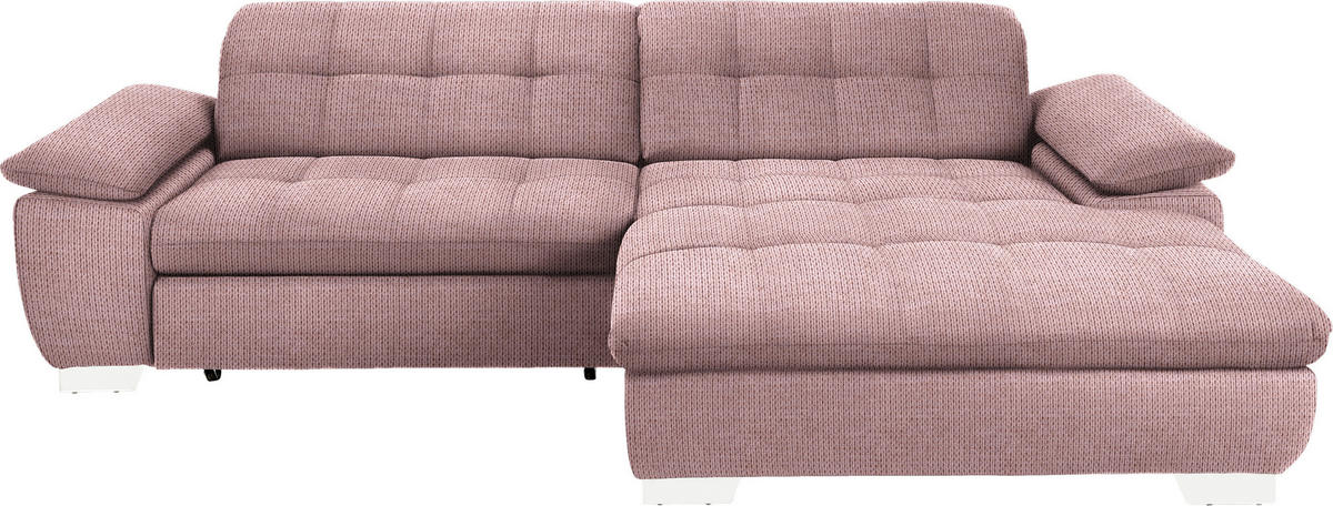 ECKSOFA in Mikrofaser Altrosa  - Chromfarben/Altrosa, Design, Textil/Metall (265/180cm) - Carryhome
