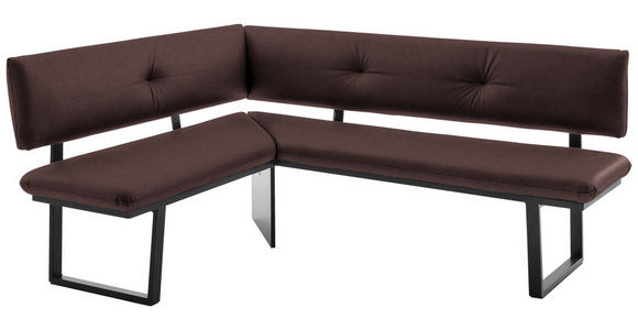 ECKBANK 165/205 cm  in Schwarz, Dunkelbraun  - Dunkelbraun/Schwarz, MODERN, Textil/Metall (165/205cm) - Cantus