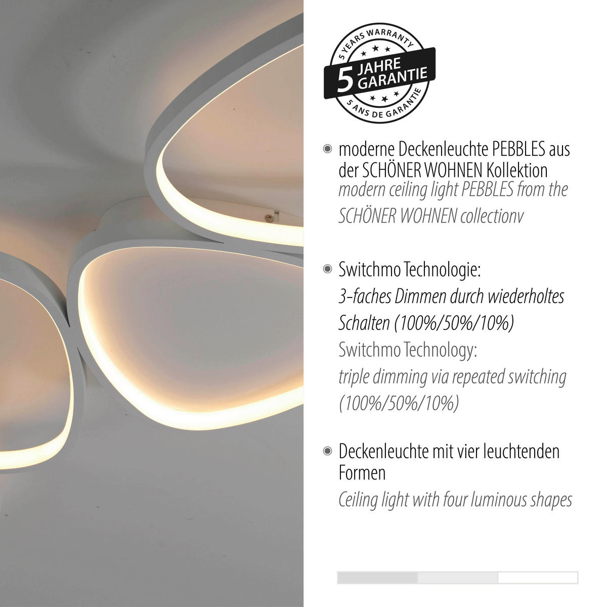 LED-DECKENLEUCHTE 116/38/6,2 cm   - Weiß, Design, Kunststoff/Metall (116/38/6,2cm) - Schöner Wohnen