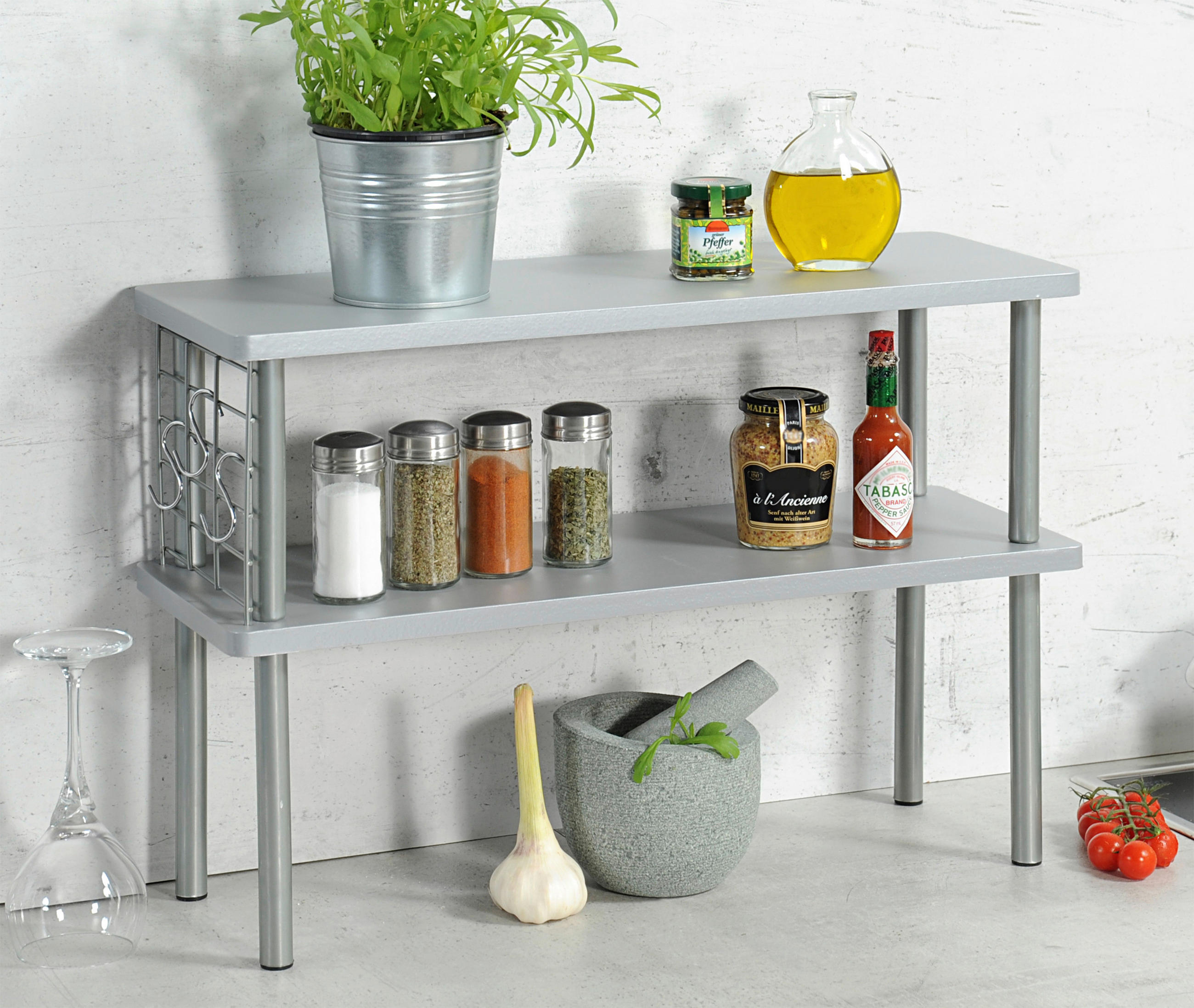 KÜCHENREGAL  - Grau, Basics, Holzwerkstoff/Metall (55/38/20cm) - Kesper