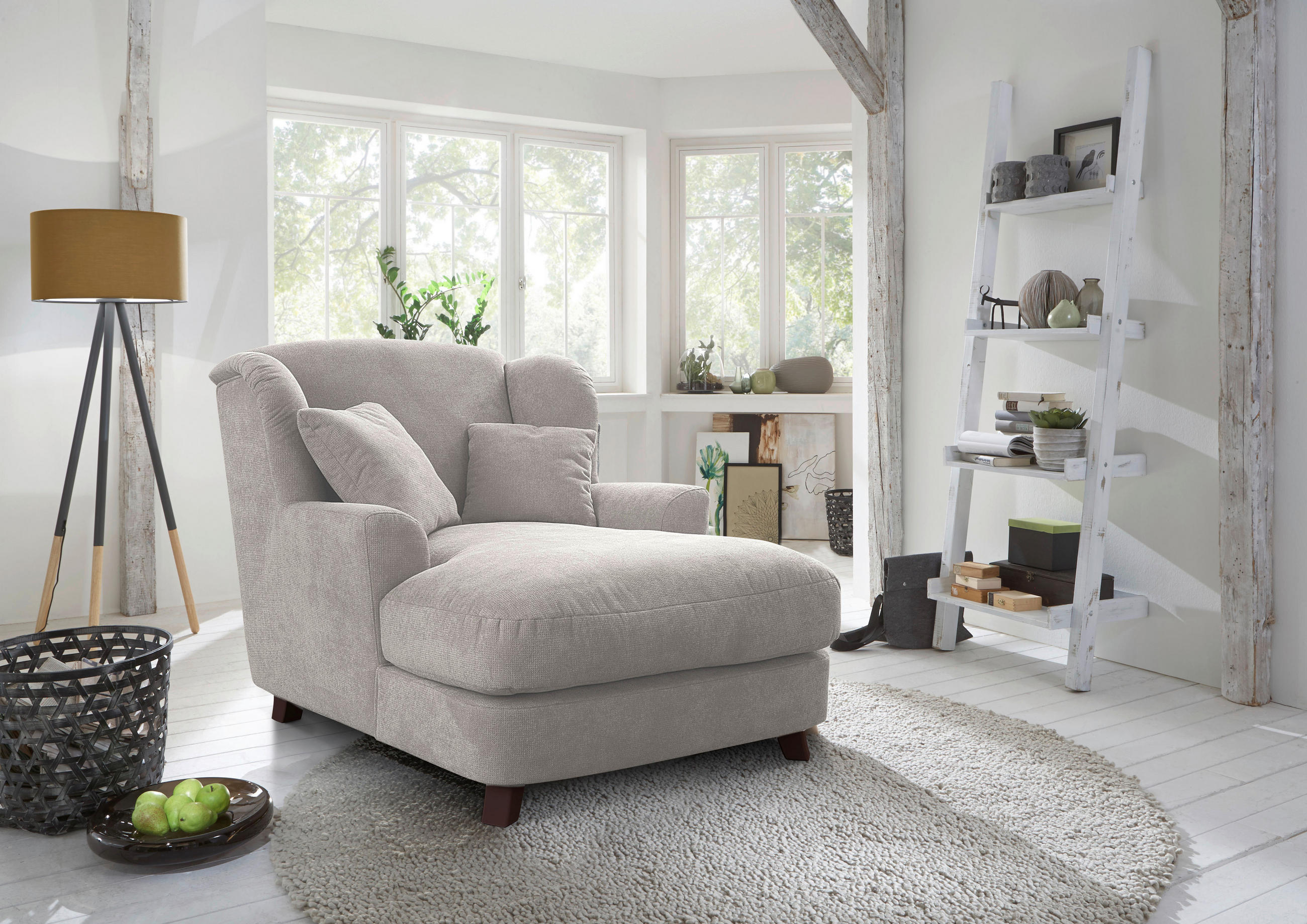 XXL-SESSEL in Creme  - Dunkelbraun/Creme, Modern, Holzwerkstoff/Textil (109/104/145cm) - Sit & More