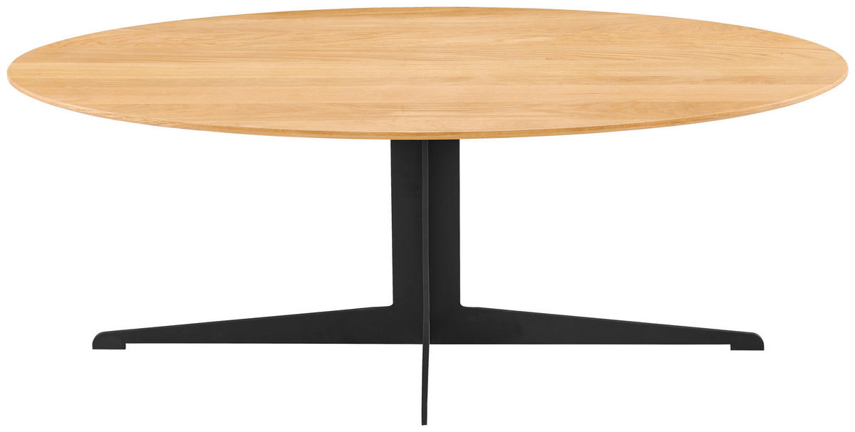 COUCHTISCH Eiche massiv oval Naturfarben, Schwarz  - Schwarz/Naturfarben, Design, Holz/Metall (120/44.5/60cm) - Livetastic