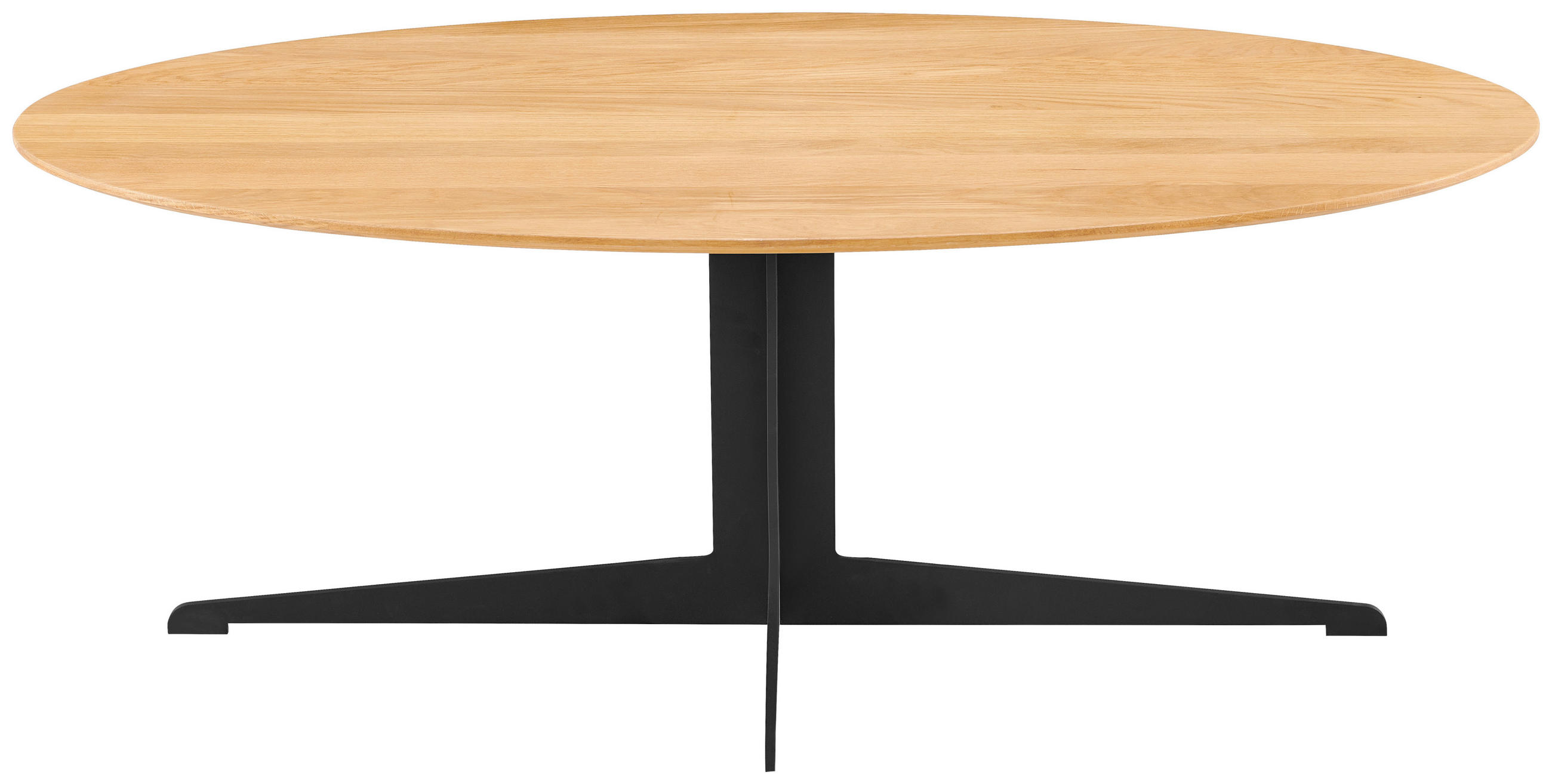 Thumbnail - Livetastic Couchtisch, Natur, Schwarz, Holz, Metall, Eiche, massiv, oval, Sternfuß, 44.5x60x120 cm, Wohnzimmer, Wohnzimm...