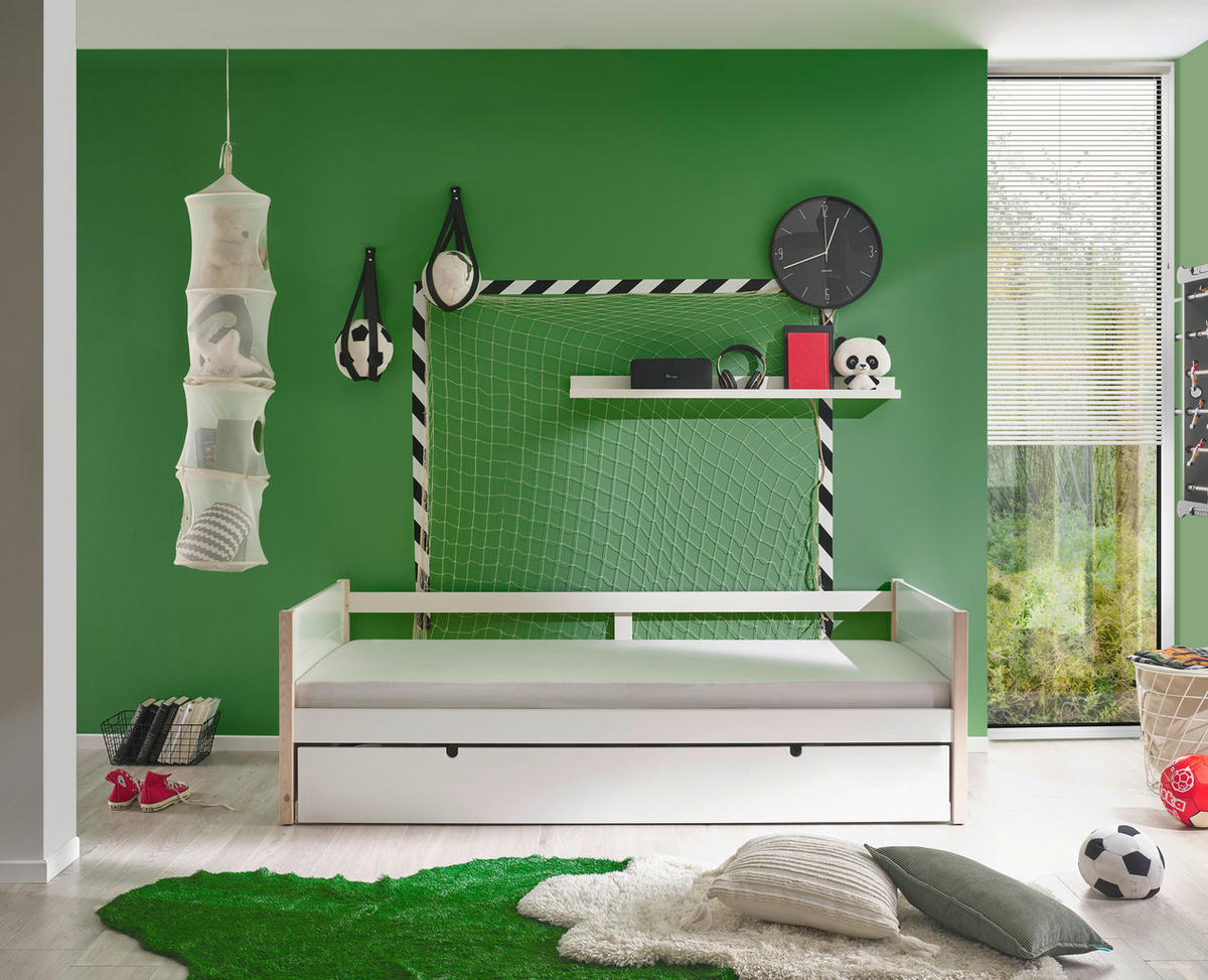 AUSZIEHBETT 90-180/200 cm  in Weiß, Kieferfarben  - Naturfarben/Weiß, KONVENTIONELL, Holz/Holzwerkstoff (90-180/200cm) - Xora