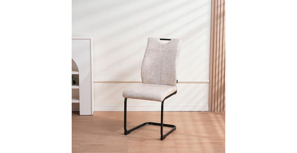 SCHWINGSTUHL   Mikrofaser  - Beige/Schwarz, Design, Textil/Metall (43/97/57cm) - Xora