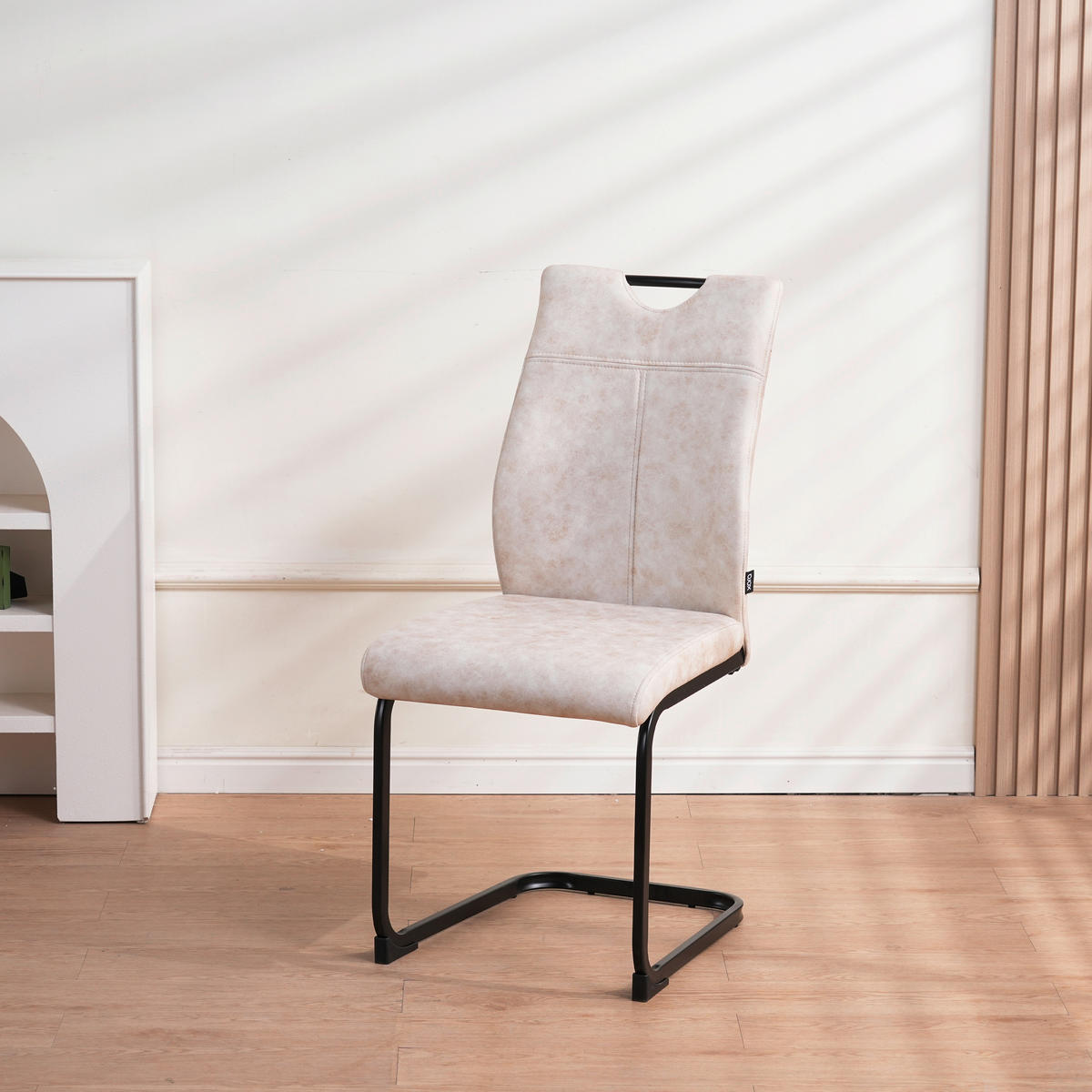 SCHWINGSTUHL   Mikrofaser  - Beige/Schwarz, Design, Textil/Metall (43/97/57cm) - Xora