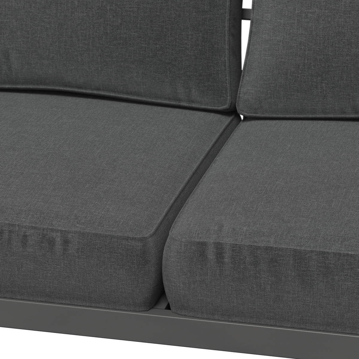 LOUNGEGARNITUR   191/72/75 cm Akazie vollmassiv Aluminium  - Schwarz/Akaziefarben, MODERN, Holz/Textil (191/72/75cm) - Ambia Garden