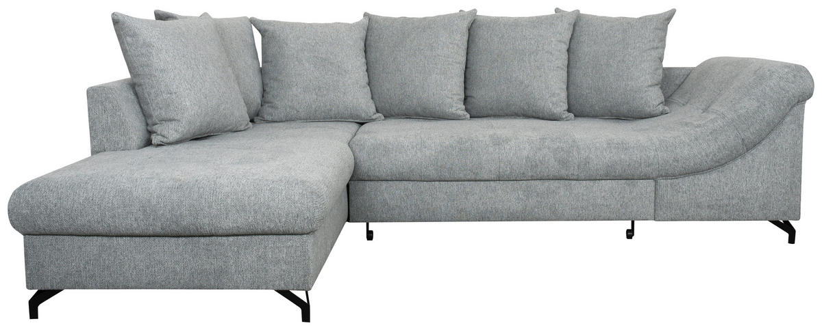 SEDEŽNA GARNITURA, tkanina siva  - siva/črna, Design, kovina/tekstil (190/90/270cm) - Carryhome