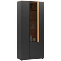 VITRINE  in furniert Anthrazit, Eichefarben  - Eichefarben/Anthrazit, Design, Glas/Holz (93,2/213,1/42cm) - Dieter Knoll