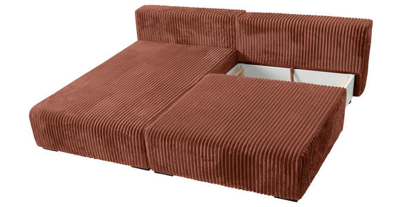 ECKSOFA in Cord Bronzefarben  - Schwarz/Bronzefarben, MODERN, Holz/Textil (145/210cm) - Carryhome