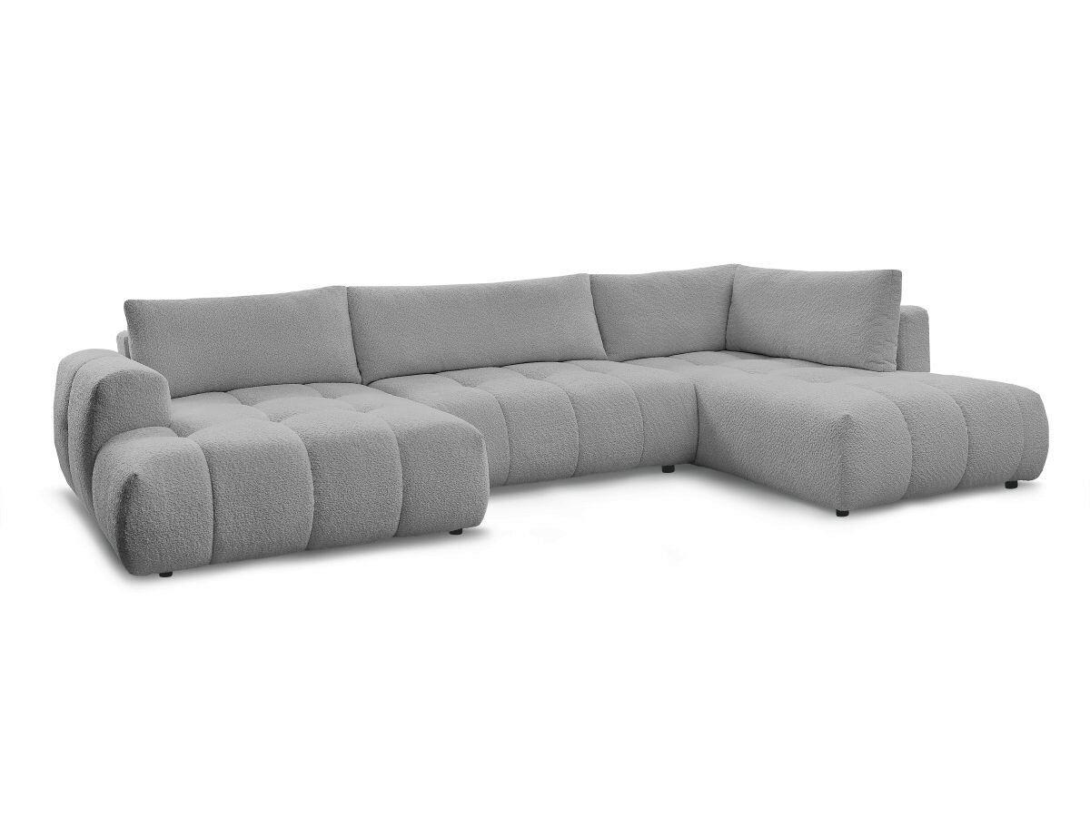 WOHNLANDSCHAFT  FUJI  Dunkelgrau Bouclé  - Dunkelgrau/Schwarz, MODERN, Kunststoff/Textil (160/377/204cm)