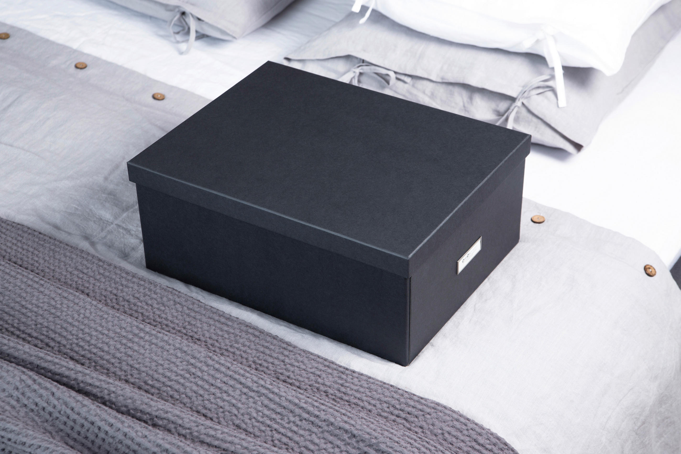 AUFBEWAHRUNGSBOX - Dunkelgrau, Basics, Karton/Papier (34.5/18.5/45cm)