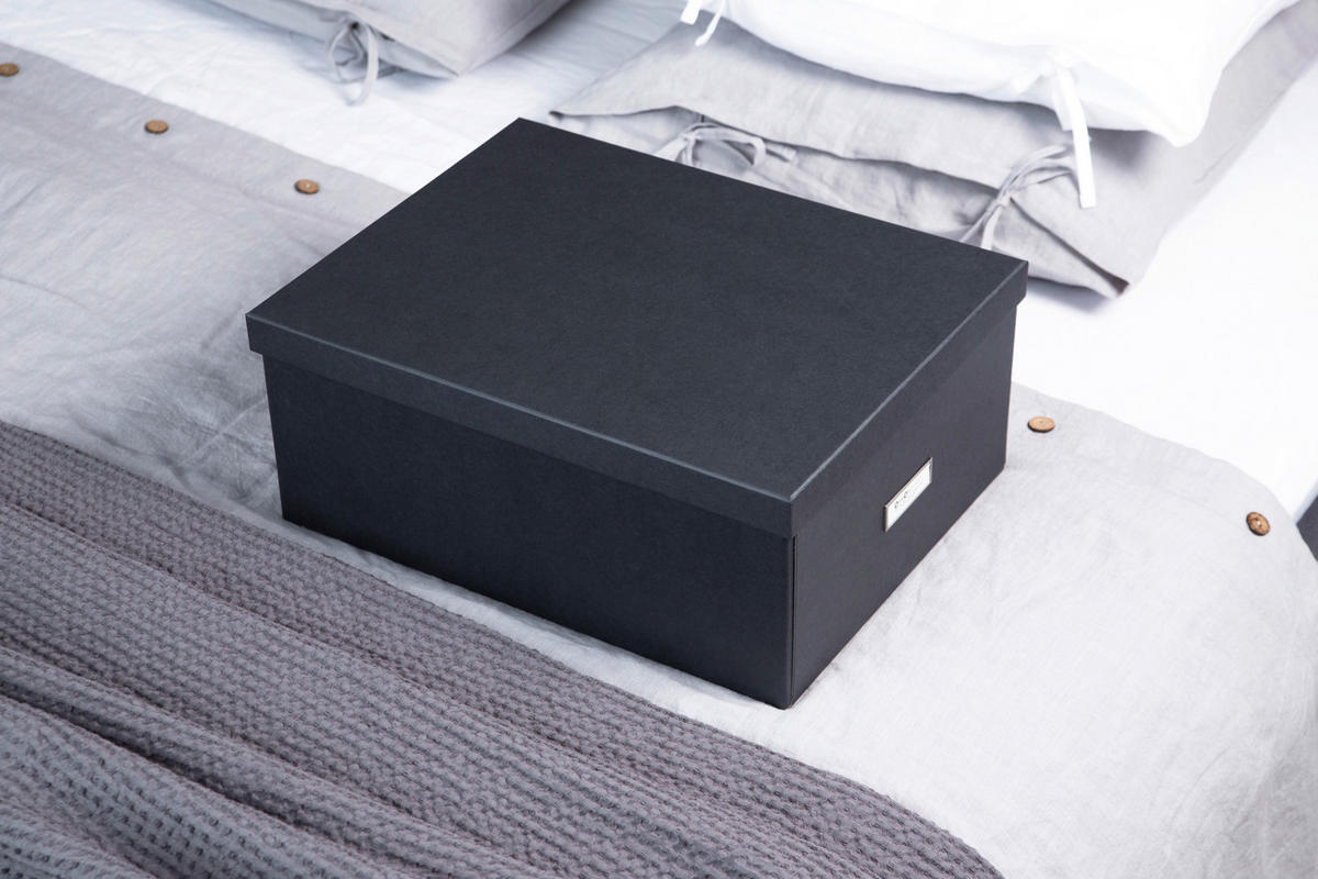 AUFBEWAHRUNGSBOX - Dunkelgrau, Basics, Karton/Papier (34.5/18.5/45cm)