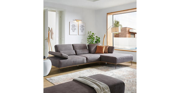 ECKSOFA 16580 Sprint in Mikrofaser Mokka  298/176 cm  - Beige/Bronzefarben, Natur, Textil/Metall (298/176cm) - Valnatura