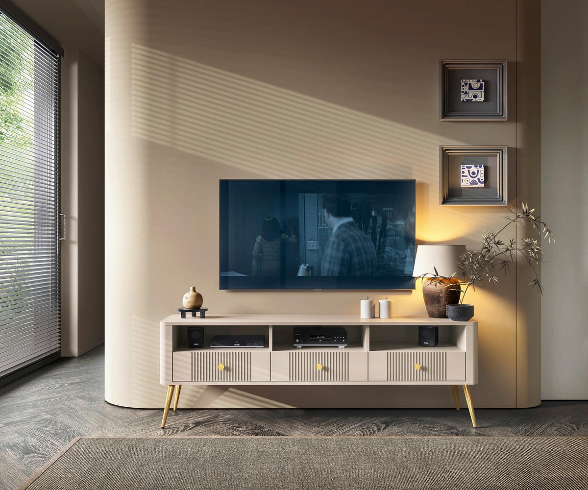 LOWBOARD Avanti  in 165/55/39 cm  - Kaschmir/Goldfarben, Design, Holzwerkstoff/Metall (165/55/39cm) - Boxxx