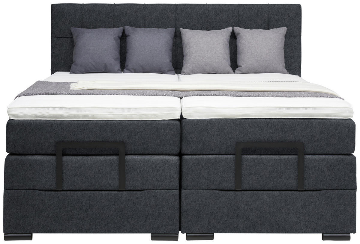 BOXSPRINGBETT 180/200 cm  in Dunkelgrau  - Dunkelgrau/Schwarz, KONVENTIONELL, Holz/Holzwerkstoff (180/200cm) - Moderano