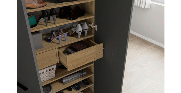 SCHUHSCHRANK 90/195/35 cm  - Anthrazit/Silberfarben, Basics, Holzwerkstoff/Kunststoff (90/195/35cm) - Xora