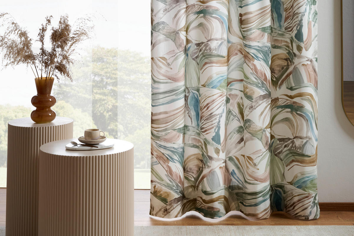 VORHANGSTOFF per lfm blickdicht  - Hellbraun/Pastellblau, KONVENTIONELL, Textil (140cm) - Esposa