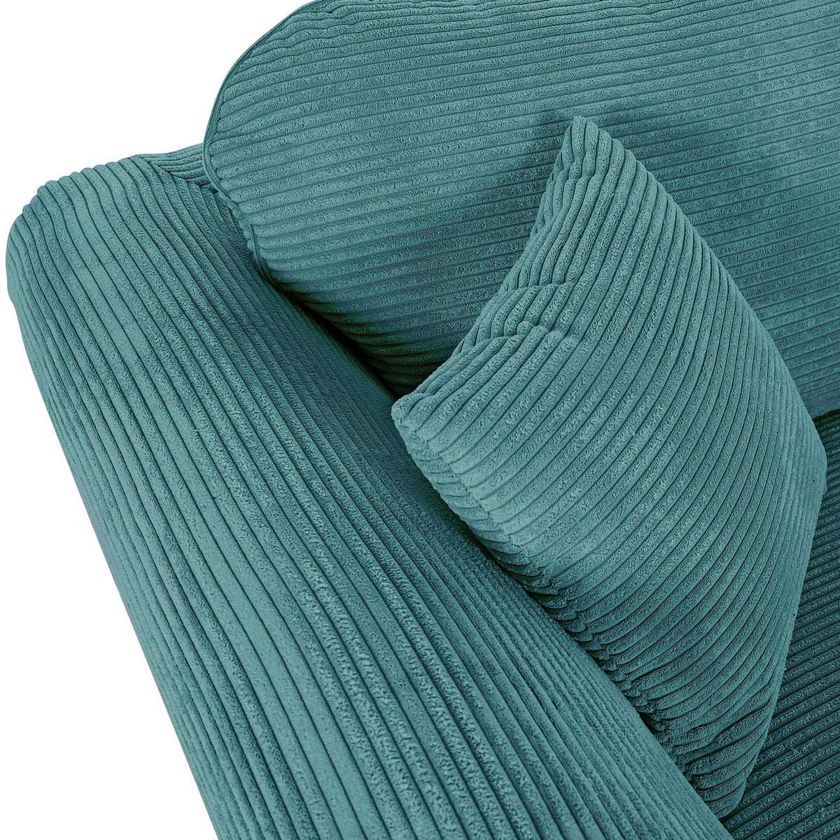 3-SITZER-SOFA in Cord Petrol  - Dunkelbraun/Petrol, Konventionell, Holz/Textil (215/70/90cm) - home24