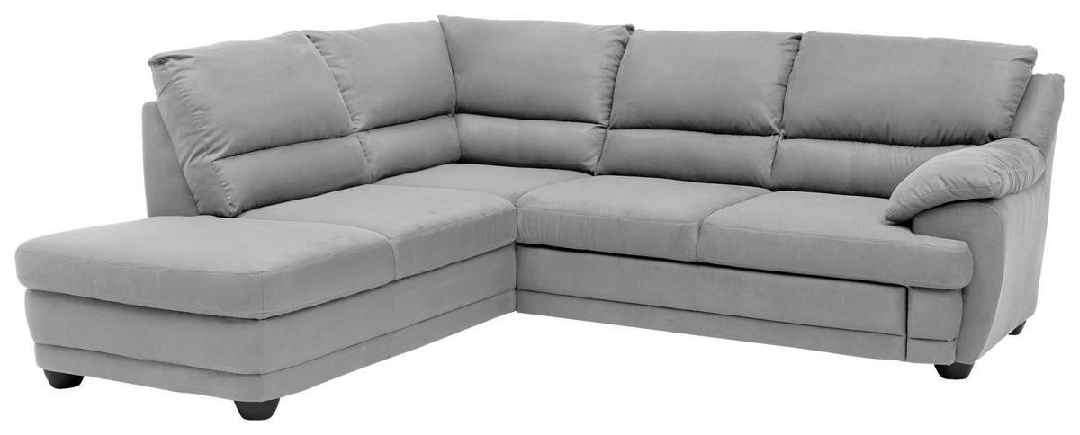 ECKSOFA in Mikrofaser Hellgrau  225/245 cm  - Hellgrau, Design, Kunststoff/Textil (225/245cm) - Livetastic