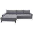 ECKSOFA  in Cord Grau  173/280 cm  - Schwarz/Grau, KONVENTIONELL, Textil/Metall (173/280cm) - Hom`in