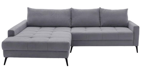 ECKSOFA  in Cord Grau  173/280 cm  - Schwarz/Grau, KONVENTIONELL, Textil/Metall (173/280cm) - Hom`in