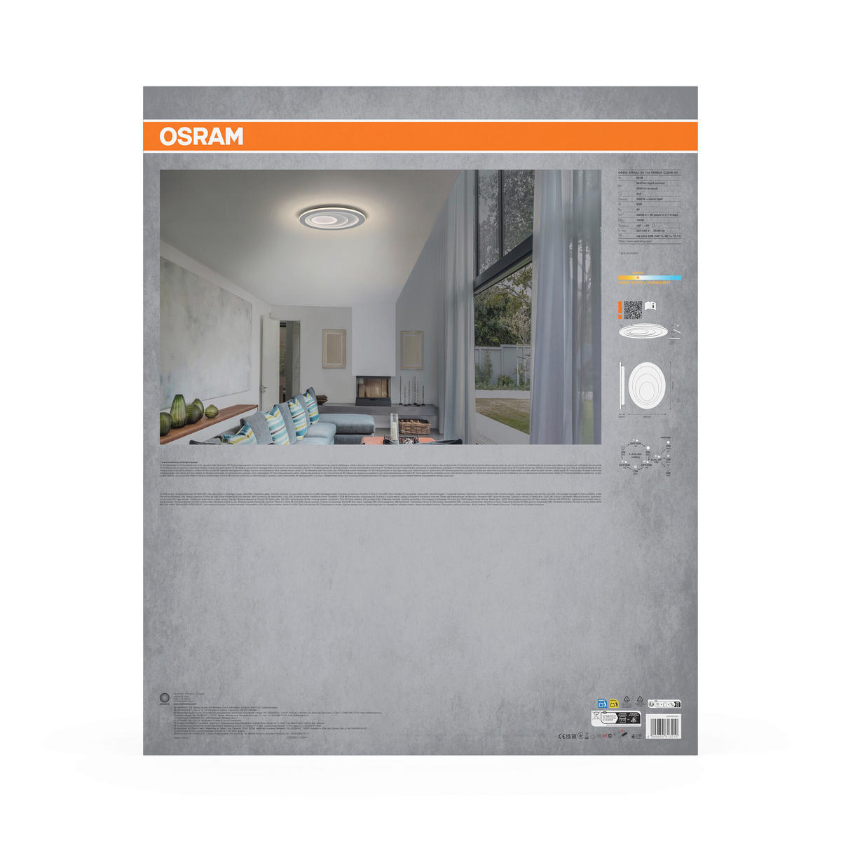 LED-DECKENLEUCHTE Orbis Spiral 58/72/5,6 cm   - Grau, Design, Kunststoff/Metall (58/72/5,6cm) - Osram