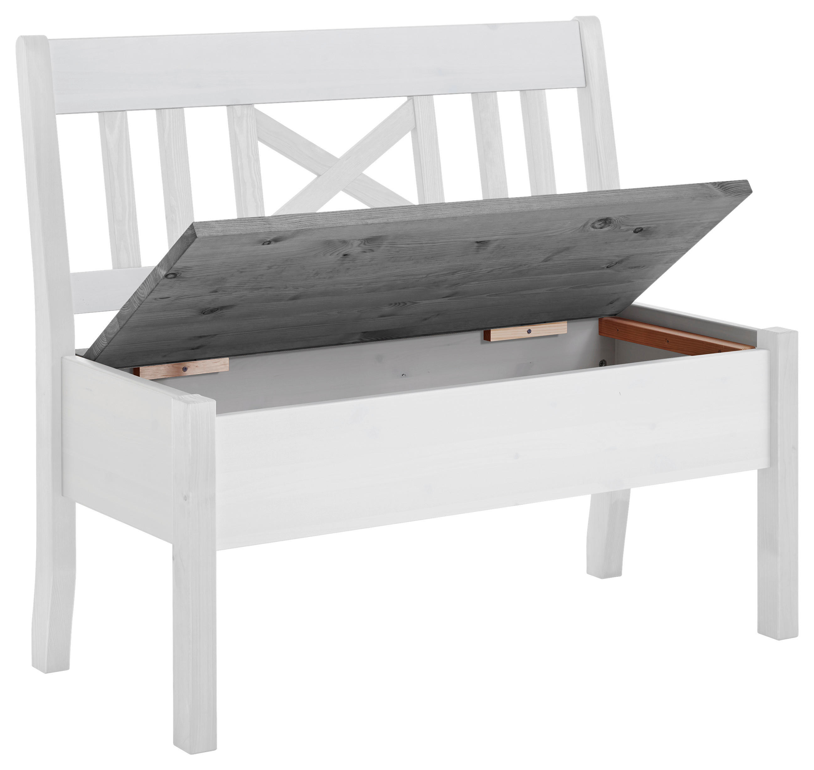 SITZBANK 105/93/58 cm Grau, Weiß Kiefer massiv  - Weiß/Grau, ROMANTIK / LANDHAUS, Holz (105/93/58cm) - Boxxx