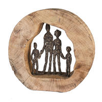 SKULPTUR - Hellbraun/Bronzefarben, Basics, Holz/Metall (30/28/7cm)
