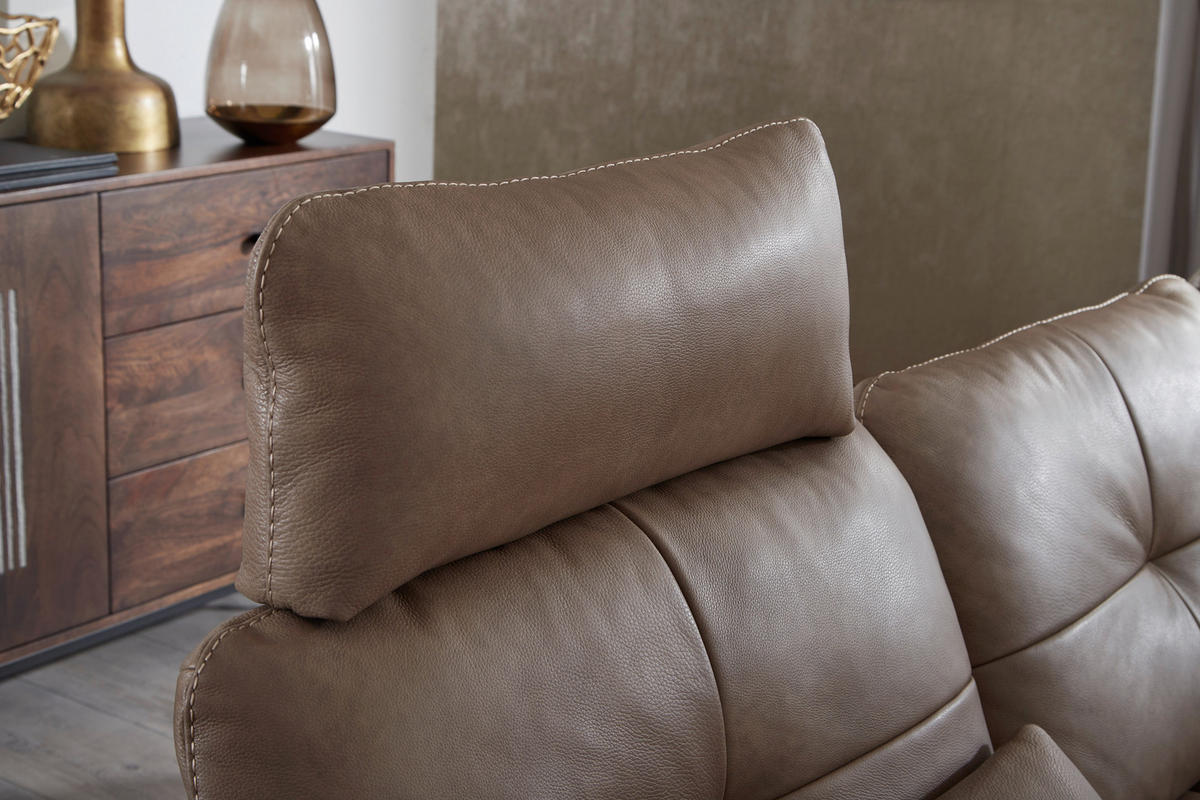 ECKSOFA Sandfarben Echtleder  - Sandfarben/Bronzefarben, Design, Leder/Metall (298/298cm) - Chilliano