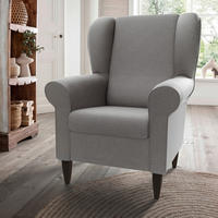 OHRENSESSEL ASINO Struktur Grau  - Wengefarben/Grau, KONVENTIONELL, Holz/Textil (80/102/86cm) - Livetastic