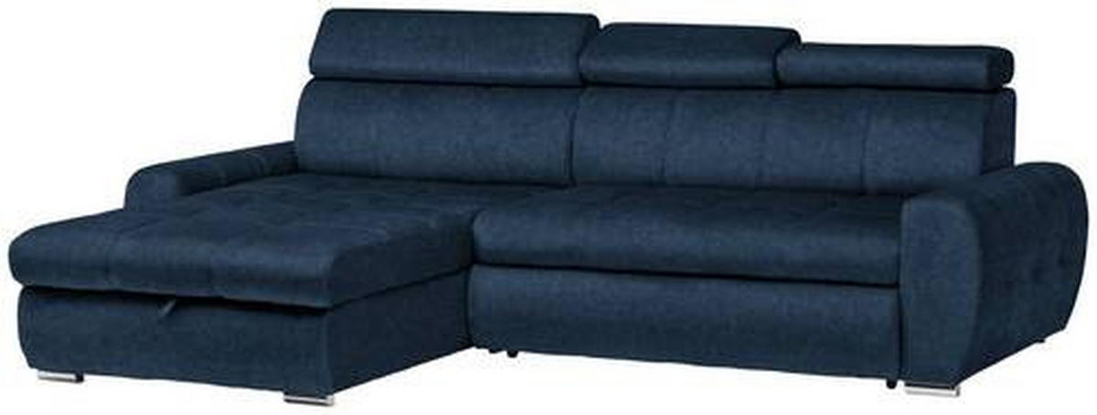 ECKSOFA in Velours Dunkelblau  - Chromfarben/Dunkelblau, Design, Kunststoff/Textil (173/276cm) - Stylife