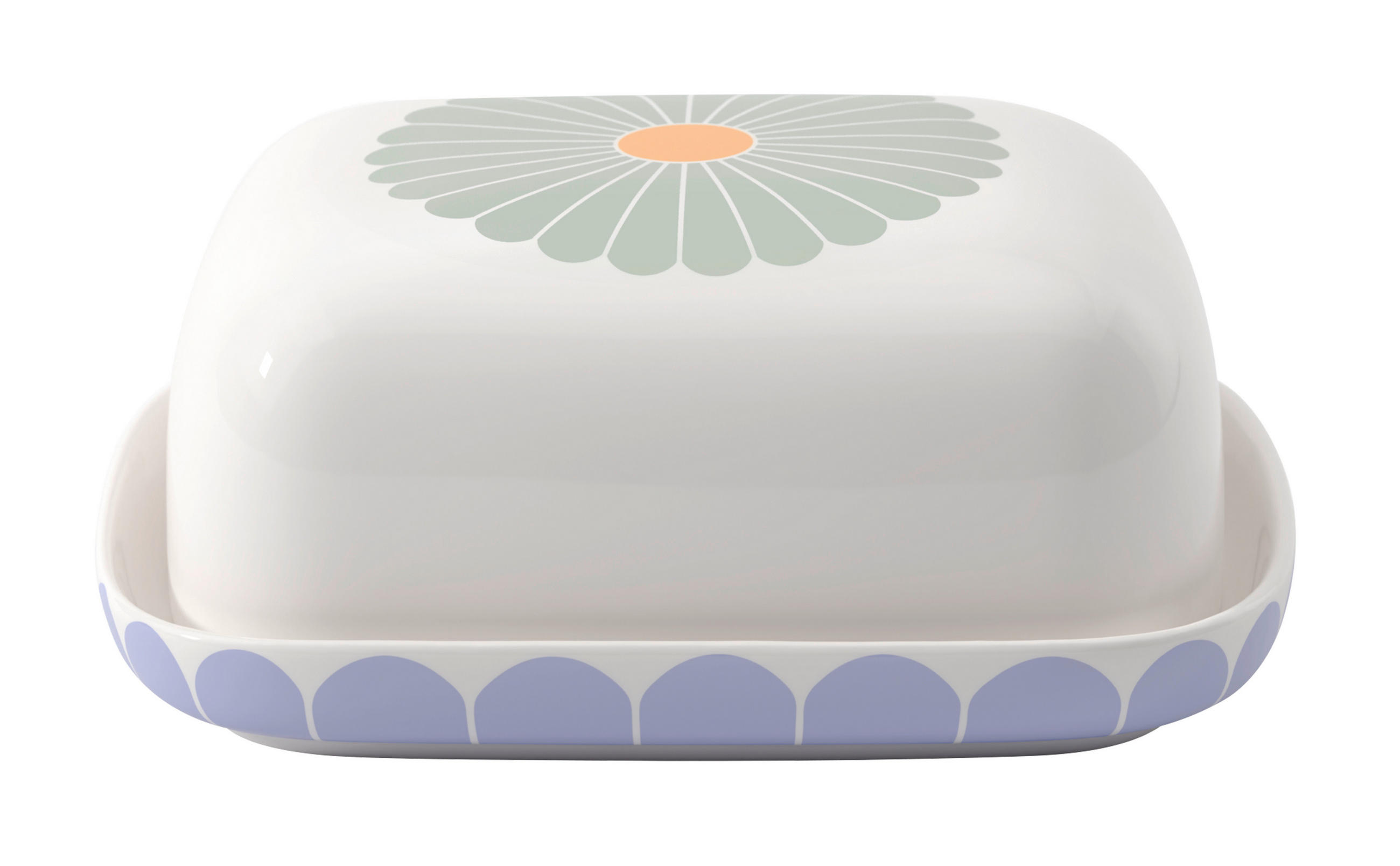 Villeroy & Boch Butterdose Fleur couleur Gelb, Weiß, Pastellblau, Salbeigrün 12.5x6.5x15 cm