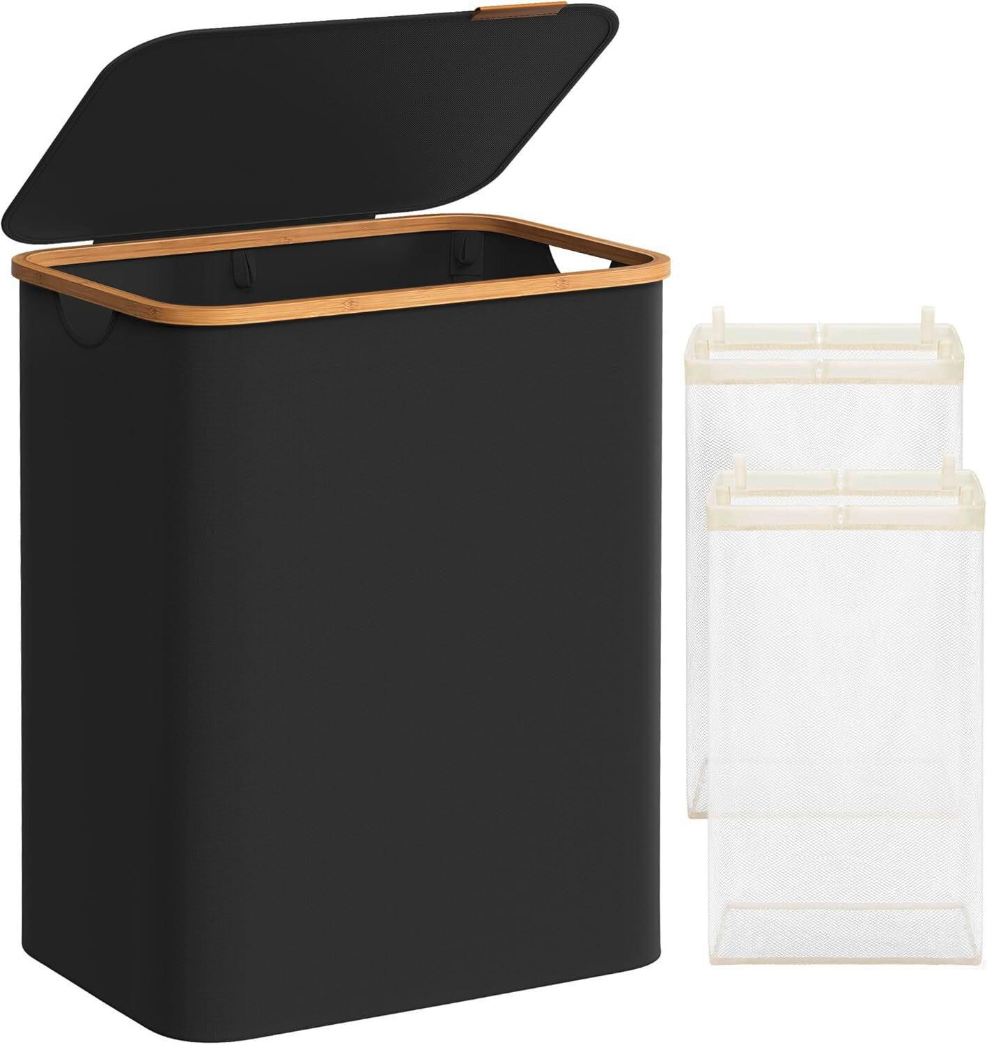 WÄSCHEKORB - Schwarz, Basics, Naturmaterialien/Textil (52/70.5/38.5cm)
