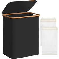WÄSCHEKORB - Schwarz, Basics, Naturmaterialien/Textil (52/70.5/38.5cm)