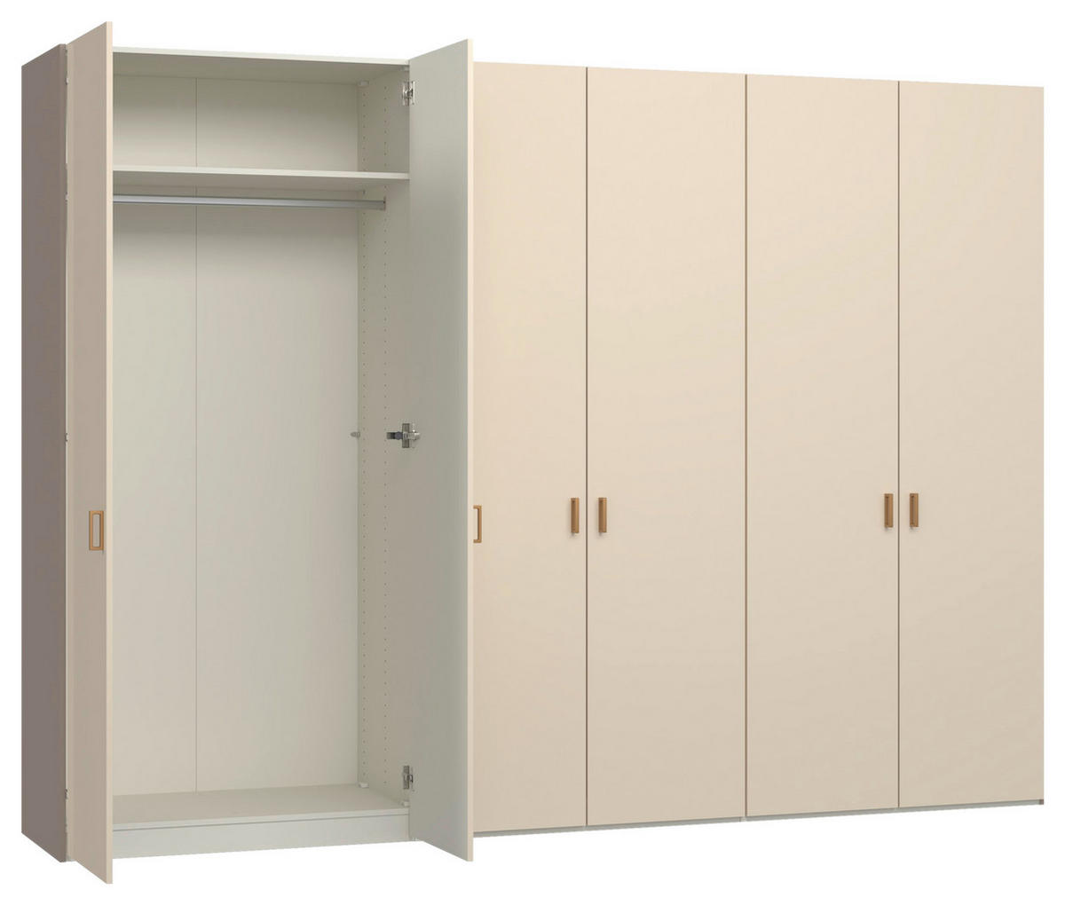 DREHTÜRENSCHRANK 303/220/59 cm,  in Creme, Hellbraun, 6-türig  - Hellbraun/Creme, Design, Glas/Holzwerkstoff (303/220/59cm) - Jutzler