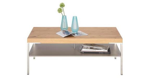 COUCHTISCH in Holz, Holzwerkstoff 110/65/42 cm - Eichefarben/Silberfarben, KONVENTIONELL, Holz/Holzwerkstoff (110/65/42cm) - Moderano