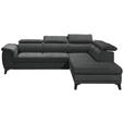 ECKSOFA Anthrazit Mikrovelours  - Anthrazit/Schwarz, KONVENTIONELL, Kunststoff/Textil (274/231cm) - Carryhome