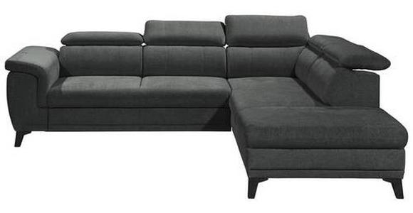 ECKSOFA Anthrazit Mikrovelours  - Anthrazit/Schwarz, KONVENTIONELL, Kunststoff/Textil (274/231cm) - Carryhome