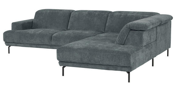 ECKSOFA Grau Chenille Kopfteilverstellung, Sitztiefenverstellung  - Schwarz/Grau, Design, Textil/Metall (307/243cm) - Xora